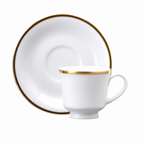 Taza de Café con Platillo Porcelana Blanca Princesa Oro 70 ml Set 6 Piezas Schmidt