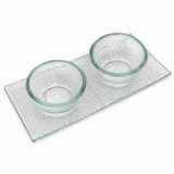 Set Bandeja con Pocillos de Vidrio Fundido 3D 12 x 24 cm Hecho a Mano Turquía