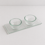 Set Bandeja con Pocillos de Vidrio Fundido 3D 12 x 24 cm Hecho a Mano Turquía