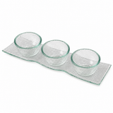 Set Bandeja con Pocillos de Vidrio Fundido 3D 12 x 34 cm Hecho a Mano Turquía