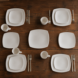 Plato Cuadrado Loza Blanca Strada Stratus Set 24 Piezas