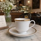 Taza de Café con Platillo Porcelana Blanca Princesa Oro 70 ml Set 6 Piezas Schmidt