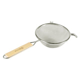 Colador Malla Simple Fina Acero Inoxidable Estañado Mango Madera 12 cm Browne