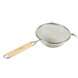Colador Malla Simple Fina Acero Inoxidable Estañado Mango Madera 14 cm Browne