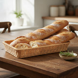 Panera Cesta Ratán Polipropileno Rectangular 46 x 31 x 6 cm Beige Sunnex