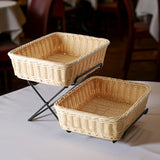Panera de Ratán Polipropileno Rectangular 2 Niveles Beige 35,5 x 27 x 9 cm Sunnex