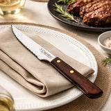 Cuchillo Chuletero Acero Inoxidable Mango Madera Prensada 10,5 cm Tres Claveles