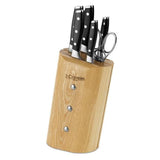 Set Cuchillos Toledo Ash Mango Fresno + Tijera Tres Claveles (6 Piezas)