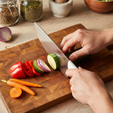 Cuchillo Carnicero Hoja Ancha Acero Molibdeno Vanadio Mango Blanco 27 cm Tres Claveles