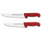 Set Cuchillos Carnicero Acero Inoxidable Mango Rojo 20-26 cm Tres Claveles (2 Piezas)