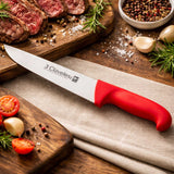 Cuchillo Carnicero Acero Inoxidable Mango Rojo 20 cm Tres Claveles