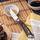 Cuchillo Verduras Forjado Acero Inoxidable Hoja Martilleada 9 cm Sakura Tres Claveles