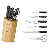 Set Cuchillos Ash Uniblock 5 Piezas + Tijera Madera Fresno Tres Claveles