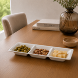 Bandeja con Divisiones Loza Blanca 25x8.5 cm Stratus