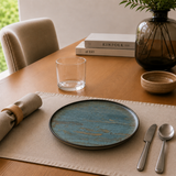 Plato Bajo Porcelana Decorada Madera 27 cm Madera Mint Bonna