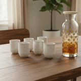Set Vaso Pisco Sour Porcelana Bonna Grain 6 Piezas + Botella Golden con Tapa