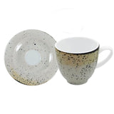 Taza Café con Platillo Porcelana Rústico Blanco 100 ml Costa Verde (Set 6 Piezas)