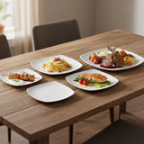 Plato Cuadrado Loza Blanca Strada Stratus Set 30 Piezas