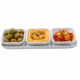 Bandeja de Cóctel con 3 Pocillos Porcelana para Salsas 34 x 12,5 cm Stratus
