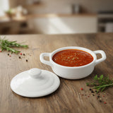 Pailita Cuadrada con Tapa Porcelana Blanca 7 cm Stratus