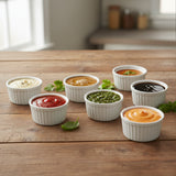 Ramekin Acanalado Porcelana Blanca 6.5 cm Stratus (Set 12 Piezas)