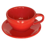 Taza Té con Platillo Porcelana Roja 250 ml Germer (Set 6 Piezas)
