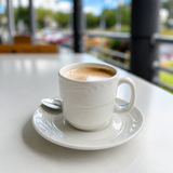 Taza Café con Platillo Porcelana Blanca 70 ml Plaza Schmidt (Set 6 Piezas)