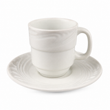 Taza Café con Platillo Porcelana Blanca 70 ml Plaza Schmidt (Set 6 Piezas)