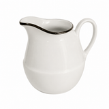 Jarro para leche Dec de Porcelana blanca con ribete plateado Schmidt