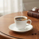 Taza de Café con Platillo Porcelana Blanca Princesa Oro 70 ml Set 6 Piezas Schmidt