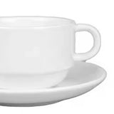 Taza Té con Platillo Porcelana Blanca 230 ml Stratus (Set 6 Piezas)