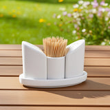 Set Salero Pimentero Palillero con Bandeja Porcelana Stratus