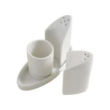 Set Salero Pimentero Palillero con Bandeja Porcelana Stratus