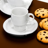 Taza Café con Platillo Porcelana Blanca 5.5 cm Classic Stratus (Set 6 Piezas)