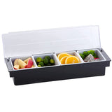 Dispensador de Condimentos ABS Base Negra Tapa Transparente 4 Compartimentos 49 cm Dechef