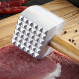 Mazo Ablandador de Carne Aluminio 2 Caras Mango de Madera 33 cm Dechef