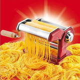 Máquina de Pasta Manual Acero Cromado 6 Grosores 3 Formatos Color Rojo Imperia