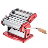 Máquina de Pasta Manual Acero Cromado 6 Grosores 3 Formatos Color Rojo Imperia