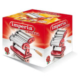 Máquina de Pasta Manual Acero Cromado 6 Grosores 3 Formatos Color Rojo Imperia