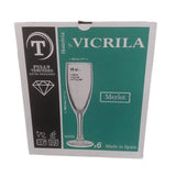 Copa Champán Flauta Vidrio Templado Merlot 150 ml Vicrila (Set 12 Piezas)