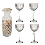 Set Copa Cóctel Vidrio Tallado Joy Vintage 170 ml 4 Piezas + Botella Village Golden Pasabahce