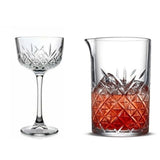 Set Copa de Licor Vidrio Tallado Timeless Nude 160 ml 4 Piezas + Jarro Mezclador Pasabahce