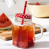 Jarro Vidrio Bebidas Frías 450 ml con Tapa y Bombilla Homemade Pasabahce (Set 6 Piezas)