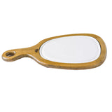 Tabla de Presentación Madera Bonna Piuma 42 x 25 cm con Plato Porcelana Blanca