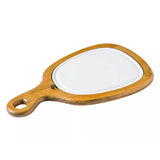 Tabla de Presentación Madera Bonna Piuma 42 x 25 cm con Plato Porcelana Blanca