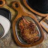 Tabla de Presentación Madera Bonna Piuma 42 x 25 cm con Plato Porcelana Gloire