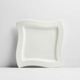 Plato Cuadrado Wave Porcelana Blanca 33 cm Gourmet Stratus