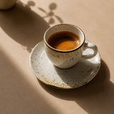 Taza Café con Platillo Porcelana Rústico Blanco 100 ml Costa Verde (Set 6 Piezas)