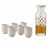 Set Vaso Pisco Sour Porcelana Bonna Grain 6 Piezas + Botella Golden con Tapa
