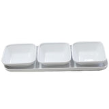 Bandeja de Cóctel con 3 Pocillos Porcelana para Salsas 34 x 12,5 cm Stratus